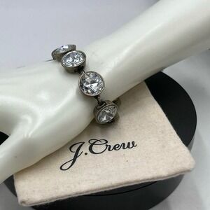 J. Crew Vintage Signed Brûlée 
Round Clear Crystal Chunky Brass Tone Bracelet